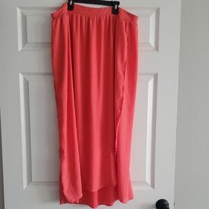 Liz Lange Maternity High Low Skirt in Vibrant Coral